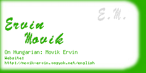 ervin movik business card